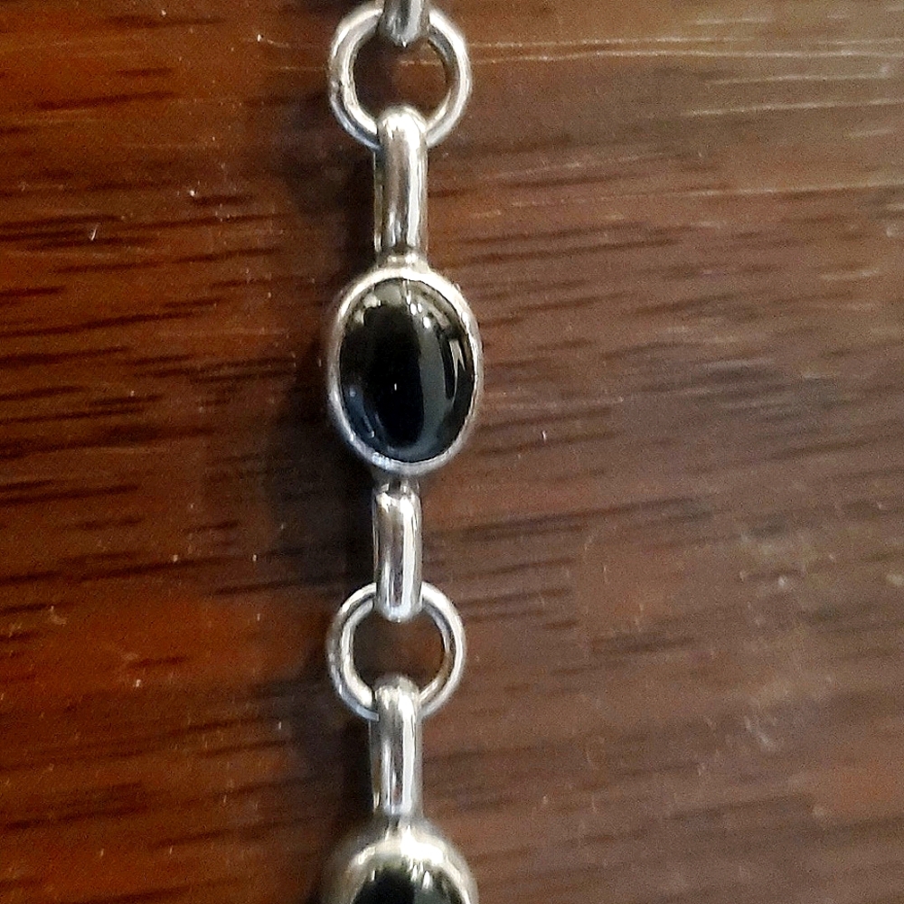 Sterling silver onyx chain bracelet